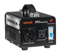 VEVOR Trasformatore di Tensione Elevatore Riduttore da 220 V a 110 V e da 110 V a 220 V, 500 VA, con Spine USA e UE, Cavo di Alimentazione, Protezione Interruttore 5A