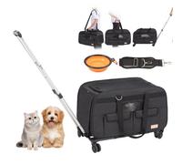 VEVOR Trasportino per Cani e Gatti, 650x360x370 mm Borsa per Animali Domestici con Ruote con Maniglia Telescopica e Tracolla, Cerniera Autobloccante, Capacità di Carico Massima 15,8 kg, Colore Nero