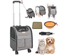 VEVOR Trasportino Zaino Porta Cane Gatto Massimo Carico 8kg con Ruote e Maniglia