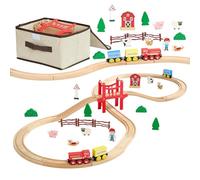 VEVOR Trenino in Legno per Bambini 39 Pezzi, con Treni Magnetici e Accessori Ferroviari, Compatibile con le Principali Marche, Giocattolo di Compleanno di Natale per Bambini dai 3 agli 8 Anni