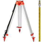 VEVOR Treppiede in Alluminio da 1,65m + Staffa Livellata Laser a 5 Sezioni 5m per Livello Laser Rotante, Dispositivi di Misurazione Laser Bastone da 5m di Lunghezza e Laser Rotante per Treppiede