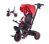 VEVOR Triciclo Convertibile per Bambini Pieghevole, Triciclo per Bambini da 1 a 5 Anni con Maniglia Regolabile a 4 Posizioni, Sedia Girevole, Tettuccio Rimovibile, Cestino Portaoggetti, Rosso