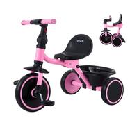 VEVOR Triciclo per Bambini 2-5 Anni Sedile Regolabile con Cesto Portaoggetti