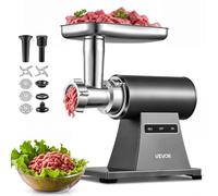 VEVOR Tritacarne Elettrico Potenza max 2000W Cucina Domestica per Salsicce | Macchina per Tritatura di Carne, 1,5-2 kg/min, con 3 Dischi per Macinazione, Tubo per Riempimento, Potenza Nominale 450 W