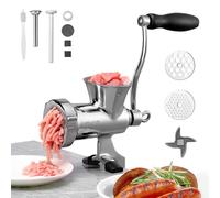 VEVOR Tritacarne Manuale con Manovella, Macchina Tritacarne per Salsicce in Acciaio Inox 304 con Morsetto da Tavolo, Insaccatrice per Salsicce con Piastre di Taglio (4,5/8 mm)