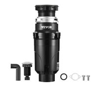 VEVOR Tritarifiuti per Lavello da Cucina, 0,37 kW, Sistema di Smaltimento Rifiuti Alimentari in Acciaio Inox, Motore CC, Supporto EZ, 3820 giri/min, con Cavo di Alimentazione, Paraspruzzi per la Casa