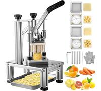 VEVOR Tritatutto Manuale Taglierina Manuale Patatine Verdure Frutta Lame in Acciaio Inox da 1/4" 3/8", Tritatutto Uso Commerciale Taglierina per Bastoncini Alimenti Frutta Verdure Manico Ergonomico