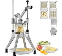VEVOR Tritatutto Manuale Taglierina Manuale per Patatine Verdure Frutta 4 Lame di Ricambio da 6,4/9,5/12,7 mm, Tritatutto da Banco Taglierina per Bastoncini Alimenti Frutta Verdure Manico Ergonomico