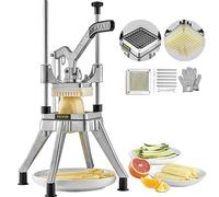 VEVOR Tritatutto Manuale Uso Commerciale Multifunzione in Acciaio Inox Lama 1/4 Pollici 0,64 cm, Tagliapatate Bastoncini di Frutta con 2 Lame di Ricambio, Tritaverdure Manuale Tritatutto per Frutte