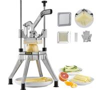 VEVOR Tritatutto Manuale Uso Commerciale Multifunzione in Acciaio Inox Lama 1/4 Pollici 0,64 cm, Tagliapatate Bastoncini di Frutta con 2 Lame di Ricambio, Tritaverdure Manuale Tritatutto per Frutte