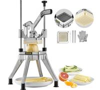 VEVOR Tritatutto Manuale Uso Commerciale Multifunzione in Acciaio Inox Lama 3/8 Pollici 0,95 cm, Tagliapatate Bastoncini di Frutta con 2 Lame di Ricambio, Tritaverdure Manuale Tritatutto per Frutte