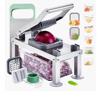 VEVOR Tritatutto per Verdure con 8 Lame in Acciaio Inox, Taglia Verdure Manuale con Contenitore, Grattugia per Formaggio, Cipolla, Patate, Insalata, Gadget da Cucina ed Elettrodomestici Essenziali