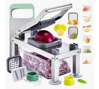 VEVOR Tritatutto per Verdure con 9 Lame in Acciaio Inox, Taglia Verdure Manuale con Contenitore, Spiralizzatore per Insalata, Utensili da Cucina e Articoli Essenzialito, Argento Brillante