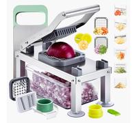 VEVOR Tritatutto per Verdure con 9 Lame in Acciaio Inox, Taglia Verdure Manuale con Contenitore, Spiralizzatore per Insalata, Utensili da Cucina e Articoli Essenzialito, Argento Brillante