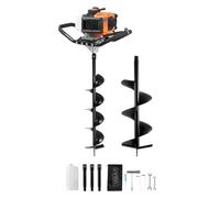 VEVOR Trivella con Motore a Benzina 52 CC 1450W Trapano a Benzina con Punte da 150 e 250 mm 3 Barre di Prolunga Trapano per Fori per Recinzione per Terreni Agricoli Piante da Giardino Arancione e Nero