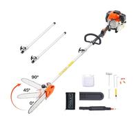 VEVOR Troncatrice a Gas per Alberi a 2 Tempi da 43 cc Troncatrice a Catena per Taglio con Barra di Taglio da 25,4 cm Tagliasiepi a Batteria con Testa Girevole, Estensibile da 2,16 m a 3,66 m