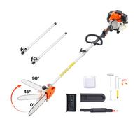 VEVOR Troncatrice a Gas per Alberi a 2 Tempi da 43 cc Troncatrice a Catena per Taglio con Barra di Taglio da 25,4 cm Tagliasiepi a Batteria con Testa Girevole, Estensibile da 2,16 m a 3,66 m