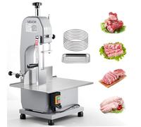 VEVOR Troncatrice a Nastro Elettrica per Carne Ossa Congelata 1500 W, Taglierina per Carne Cucina Commerciale Area Lavoro 315 x 460 mm Spessore 0-110 mm, Troncatrice per Cucina con 7 Lame di Ricambio