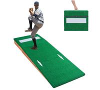 VEVOR Tumulo Portatile per Lanciatori di Baseball, 215,9 cm Ausili per Lancio di Softball all'Aperto e al Chiuso con Erba Sintetica Anti-Scolorimento, Gomma per Lancio, Base Regolabile, Verde