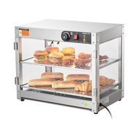 VEVOR Vetrina Scaldavivande Commerciale 2 Livelli con Luce Appoggio per Pizza