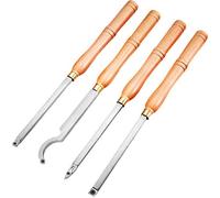 VEVOR Utensili per Tornitura in Legno e Metallo Duro, 4 Pezzi: Sgorbie per Tagliare Scanalature a V, Creare Curve e Insenature, Tagliare Linee