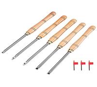 VEVOR Utensili per Tornitura in Legno per Metallo Duro di 5 Tipi, Utensili da Tornio in Legno per Metallo 5 Pezzi, Sgorbie per Legno, per Tagliare Scanalature a V, Fare Curve e Insenature