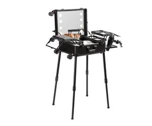 VEVOR Valigetta Portatile Astuccio per Trucco con Serratura con Specchio 4 Vassoi Porta Pennelli, Valigetta Astuccio per Matite, Scatola Trucco per Cosmetici Rotelle Girevoli a 360° Supporto Estetiche