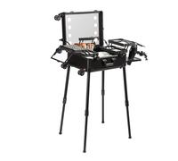 VEVOR Custodia per trucchi con serratura, specchio illuminato, 4 vassoi portaoggetti, porta pennelli, scatola organizer da viaggio con ruote girevoli, trolley professionale per artisti da studio, Nero