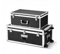 VEVOR Valigette per Trasporto Custodia per Stoccaggio con Serratura in Metallo, Scatola per Stoccaggio con Ruote con Maniglie, Set di Valigia 2 pezzi Trasportabile Dormitorio Appartamento, Nero