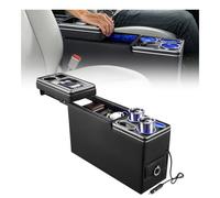 VEVOR Vano Organizer per Auto SUV tra Sedile Console Centrale con Luce Cassetta Portaoggetti Portabicchiere Supporto per Telefono, Luci Ambientali, Ricarica USB/Type-C/Accendisigari, Minivan, SUV