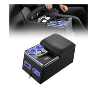 VEVOR Vano Organizer per Auto tra Sedile Console Posteriore Luci Ambientali Cassetta Portaoggetti, Luci 7 Colori, Supporto per Telefonino, Ricarica Wireless/Type-C/Accendisigari, Monovolume, Berlina,