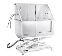 VEVOR Vasca da Bagno per Cani Animali Domestici Lunghezza max. 127 cm, Vasca per Toelettatura Cani in Acciaio Inox Vasca da Bagno Altezza Regolabile Elettrico per Animali Domestici Porta a Destra