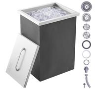 VEVOR Vaschetta per Ghiaccio da Incasso Capienza max. 25,3 L circa Dimensioni 355x305x461mm, Ghiacciaia da Incasso con Coperchio in Acciaio Inox Conservazione di Cubetti di Ghiaccio da Bar Feste Hotel