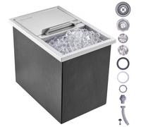 VEVOR Vaschetta per Ghiaccio da Incasso Capienza max. 26,7L circa Dimensioni 456x304x371 mm, Ghiacciaia da Incasso con Coperchio in Acciaio Inox Conservazione di Cubetti di Ghiaccio da Bar Feste Hotel