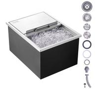 VEVOR Vaschetta per Ghiaccio da Incasso Capienza max. 55,23L circa Dimensioni 608x457x333mm, Ghiacciaia da Incasso con Coperchio in Acciaio Inox Conservazione di Cubetti di Ghiaccio da Bar Feste Hotel