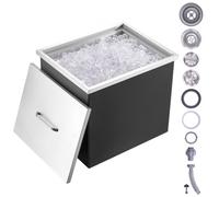 VEVOR Vaschetta per Ghiaccio da Incasso Capienza max. 77,9L circa Dimensioni 532x430x458 mm, Ghiacciaia da Incasso con Coperchio in Acciaio Inox Conservazione di Cubetti di Ghiaccio da Bar Feste Hotel