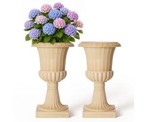 VEVOR Vasi a Urna in Plastica 350 x 580 mm 2 Pezzi Beige Classico per Fiori, per Decorazioni di Matrimoni Feste Eventi Casa Palcoscenici Giardino Balcone e Patio, per Portico, Uso Interno ed Esterno