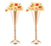 VEVOR Vaso per Fiori da Matrimonio, Alto 43 cm Centrotavola in Metallo a Forma di Tromba per Matrimonio 10 Pezzi, Espositore Floreale Dorato per Tavoli per Cene di Nozze, Cerimonia, Compleanno, Evento