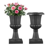 VEVOR Vaso per Fioriere in Plastica 25 x 42 cm, Vaso da Fiori Classico, Set da 2, Urna da Giardino per Piante Urna in Plastica da Fiori per Interni, Esterni, Eventi, Palcoscenici, Ingressi, Nero