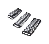 VEVOR Vassoio Porta-Bussole Portatile 3 Pezzi, Set Porta-Bussole Metrico e SAE 1/4 3/8 1/2 Pollici con Maniglia Base Magnetica per Cassetto della Cassetta degli Attrezzi, Contiene Fino 76 Bussole