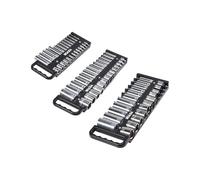 VEVOR Vassoio Porta-Bussole Portatile 3 Pezzi, Set Porta-Bussole Metrico e SAE 1/4 3/8 1/2 Pollici con Maniglia Base Magnetica per Cassetto della Cassetta degli Attrezzi, Contiene Fino 76 Bussole