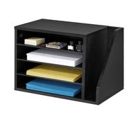 VEVOR Vassoio Portadocumenti da Scrivania Ufficio 4 Scomparti Ripiani Rimovibili, Vassoio Portadocumenti in Legno Organizer Ufficio Aula Carte Documenti, Portacorrispondenza da Scrivania, Nero