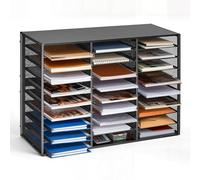 VEVOR Vassoio Portadocumenti in Metallo da Scrivania Ufficio 27 Scomparti Rete Metallica Rimovibile, Vassoio Portadocumenti Organizer Ufficio Aula Carte, Mobiletto Portacorrispondenza da Scrivania