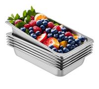 VEVOR Vassoio Rettangolare Portabile 13L Vassoio in Acciaio Inossidabile da 6 Pezzi, Piatto e Pentola al Vapore da Cucina 530x325x100mm, Teglia da Forno per Bar, Ristorante e Hotel