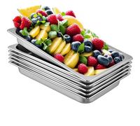 VEVOR Vassoio Rettangolare Portabile 8,5L Vassoio in Acciaio Inossidabile da 6 Pezzi, Piatto e Pentola al Vapore da Cucina 530x325x65mm, Teglia da Forno per Bar, Ristorante e Hotel