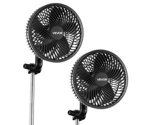 VEVOR Ventilatore a Clip per Piante, Ventilatore Ricaricabile per Grow Box con Porta Type-C, Velocità Multiple e Modalità di Circolazione, Controllo Intelligente, Oscillazione Potente, Confezione da 2