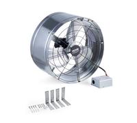VEVOR Ventilatore a Timpano 380 mm Ventola di Scarico per Soffitta, Termostato Regolabile e Rete Esterna, Ventilatore per Casa 36,81 m³/min Ventilazione Silenziosa per Tetto, Negozio, Colore Zincato