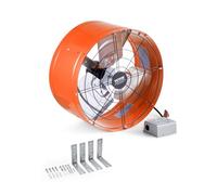 VEVOR Ventilatore a Timpano 380 mm Ventola di Scarico per Soffitta, Termostato Regolabile e Rete Esterna, Ventilatore per Casa 46,72 m³/min Ventilazione Silenziosa per Tetto, Negozio, Arancione Vivace