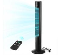 VEVOR Ventilatore a Torre Oscillante, Ventilatore da Pavimento a Colonna 50 Gradi 3 Velocità 3 Modalità Timer max 7,5 Ore Telecomando, Flusso d'Aria 4,2 m/s per Soggiorno Camera da Letto Ufficio, Nero
