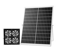 VEVOR Ventilatore ad Energia Solare per Scarico d'Aria, Ventola con Pannello Solare Regolabile da 25 W con 4 Ventole velocità di 2668 Giri/min, Ventilatore per Circolazione d'Aria per Serra Pollaio